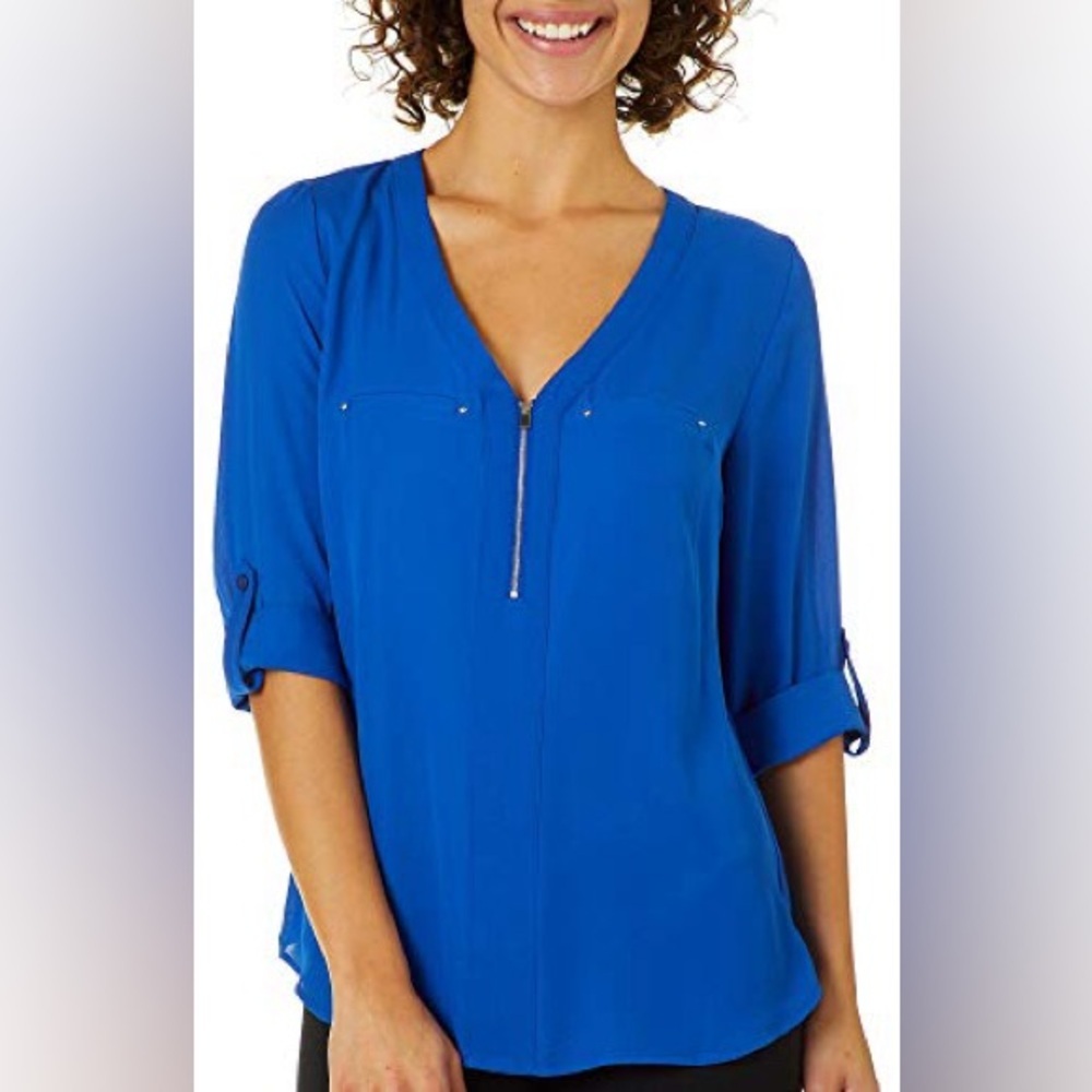 MAURICES QUARTER ZIP 3/4 SLEEVE BLOUSE